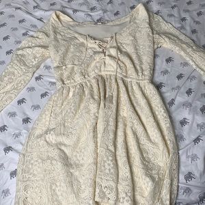 Cream Bell-Sleeve Dress